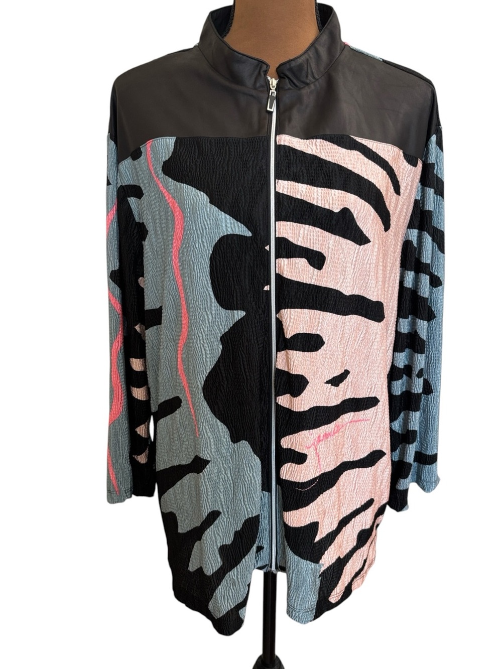Jamie Sadock Black Pink Full Zip 3/4 Sleeve Golf Lightweight Jacket Size XXL